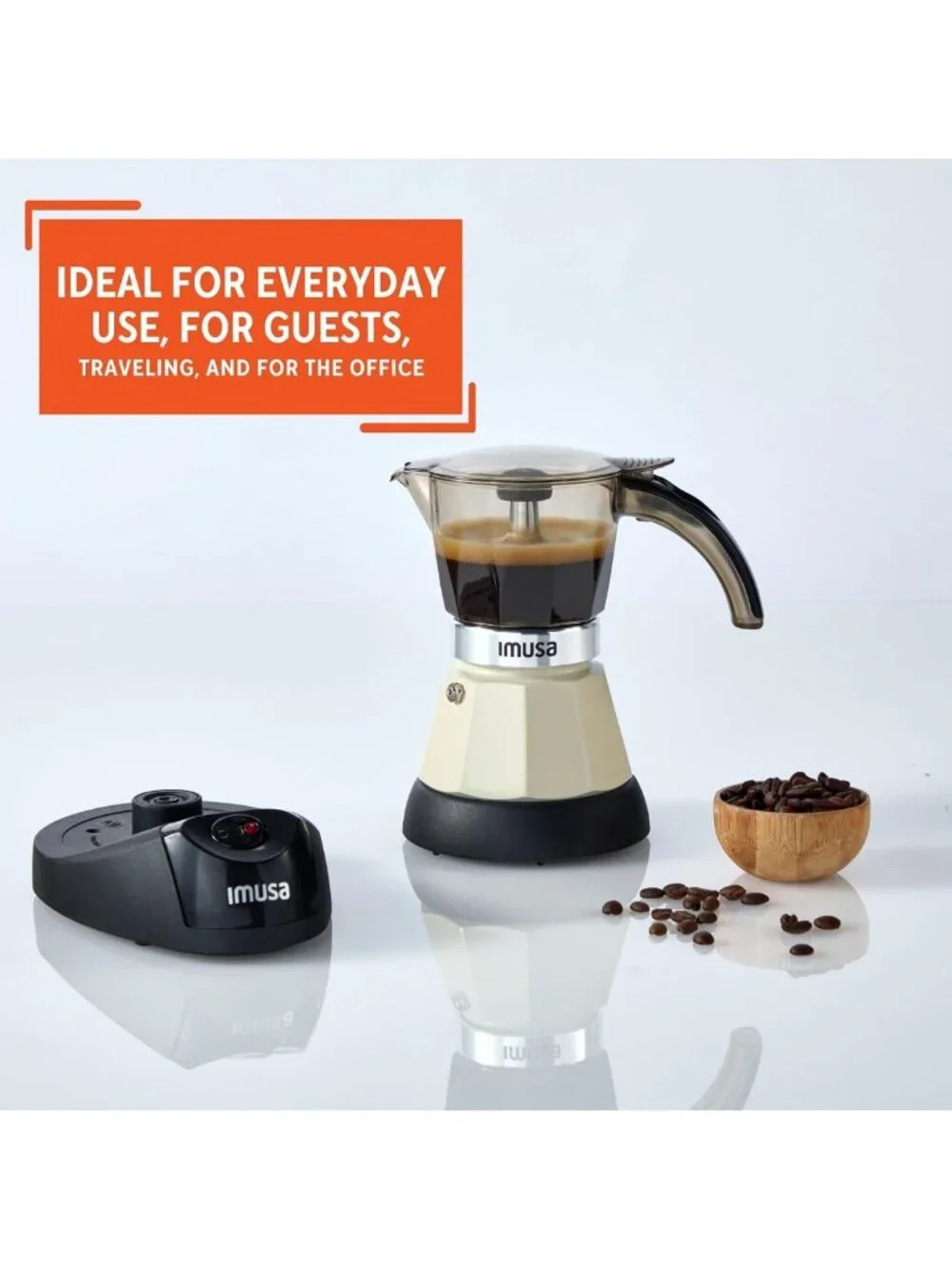 Electric Espresso Maker 3/2 Cup - Cool-Touch Handle, Compact & Stylish Design